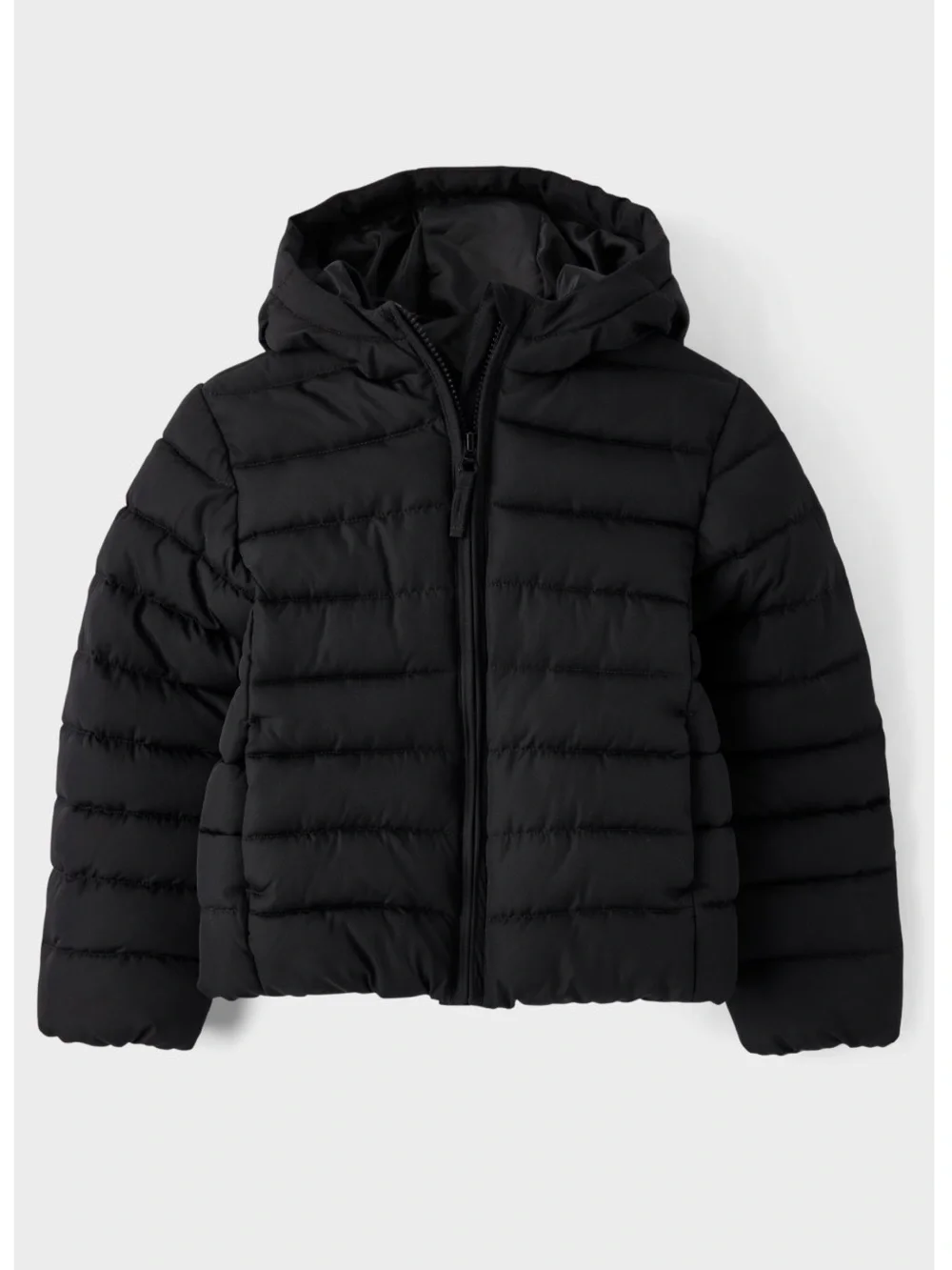 THE CHILDREN’S PLACE Girls Hooded Quilted Puffer Jacket Black Zip L (10-12) NWT